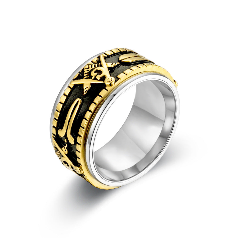 Planderful Freemason Ring Rotatable Titanium Steel Wrench Design For Men Premium Jewelry Sizes 7 To 12