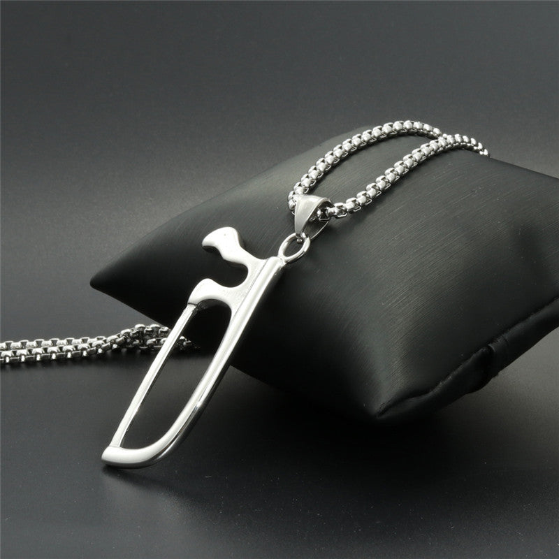 Titanium Steel Chainsaw Pendant Necklace for Men - Trendy Logging and Electrician Jewelry