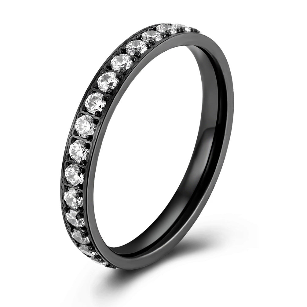Planderful Zircon Inlaid Titanium Steel Ring For Women Light Luxury Everyday Jewelry Sleek Commuting Wear