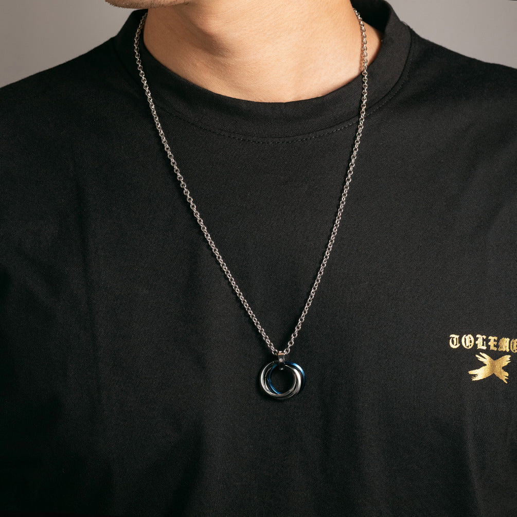 Taobao Tmall Internet Celebrity Hip-Hop Men's Three-Ring Pendant