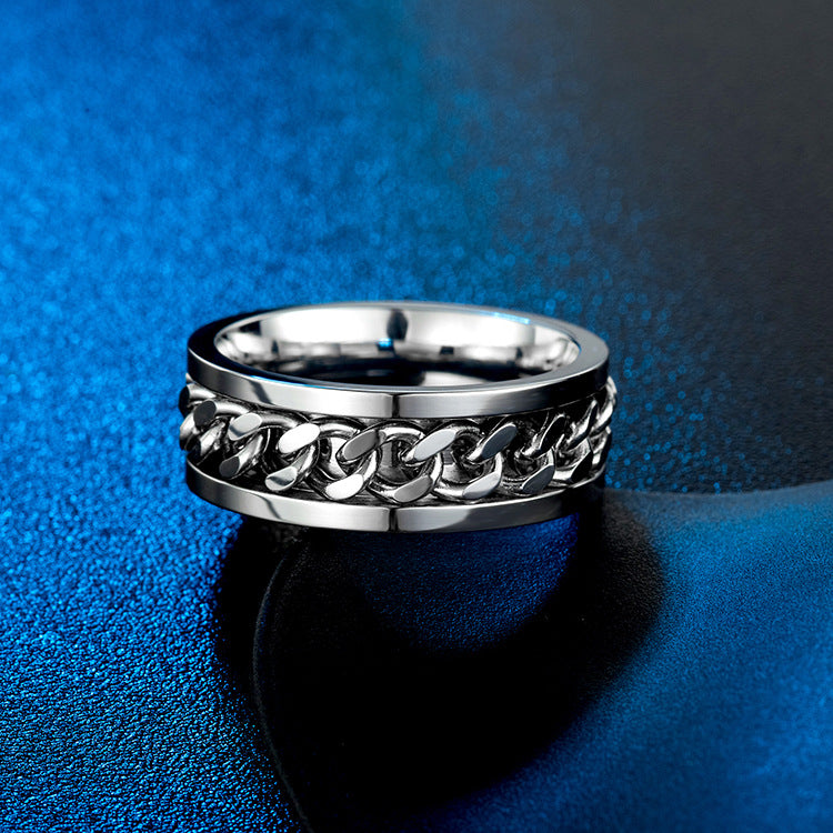 Japanese Trendy Goods Titanium Steel Open Bottle Chain Ring