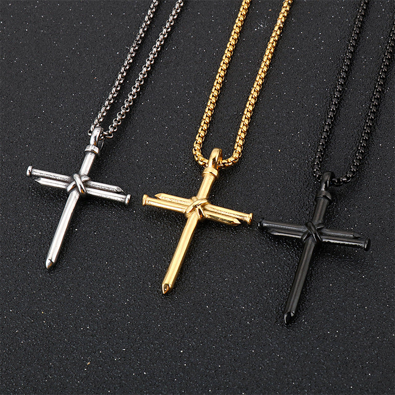 Punk-Inspired Titanium Steel Cross Pendant for Men - Creative Everyday Jewelry