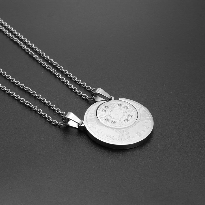 Titanium Steel Moon and Sun Couple Pendant Necklace for Men and Women - Trendy Fashion Accessory