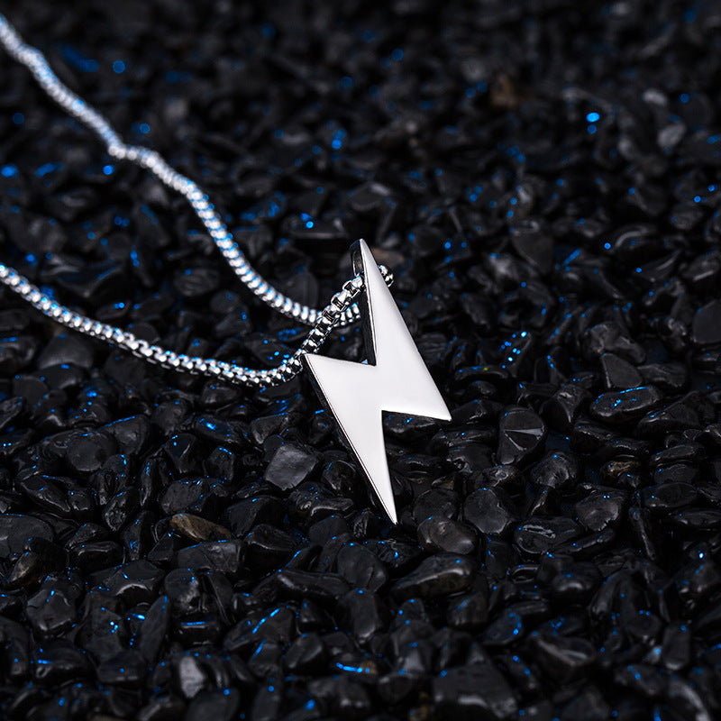 Steel Necklace – Minimalist Lightning Pendant