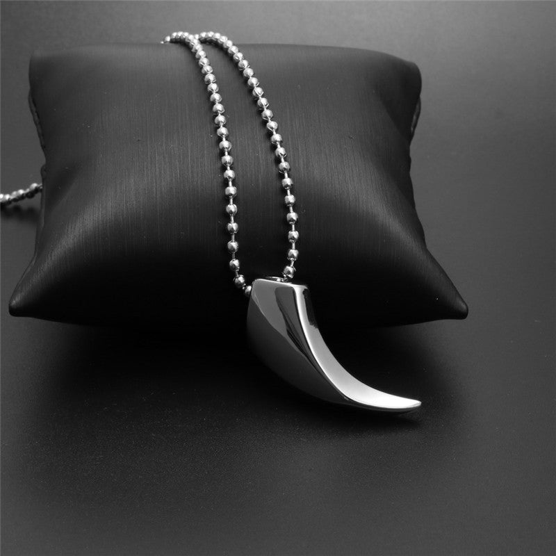 Titanium Steel Wolf Fang Pendant Necklace for Men - Trendy Punk Jewelry Holiday Gift