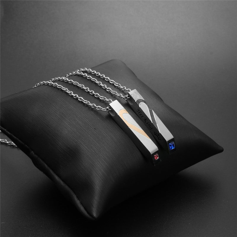 Titanium Steel Couples Pendant Necklace - European & American Love Jewelry for Him & Her