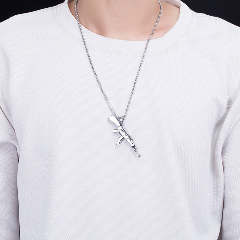 Stainless Steel Necklace - Vintage Rifle Pendant Planderful