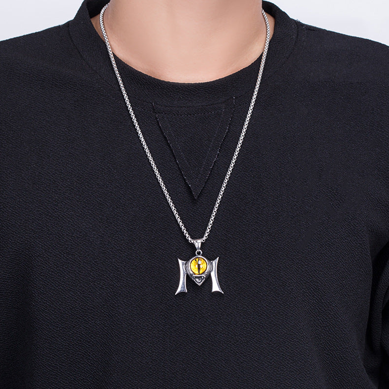 Steel Necklace - Vintage One-Eyed Devil Necklace For Men By Planderful Everyday Genie Collection