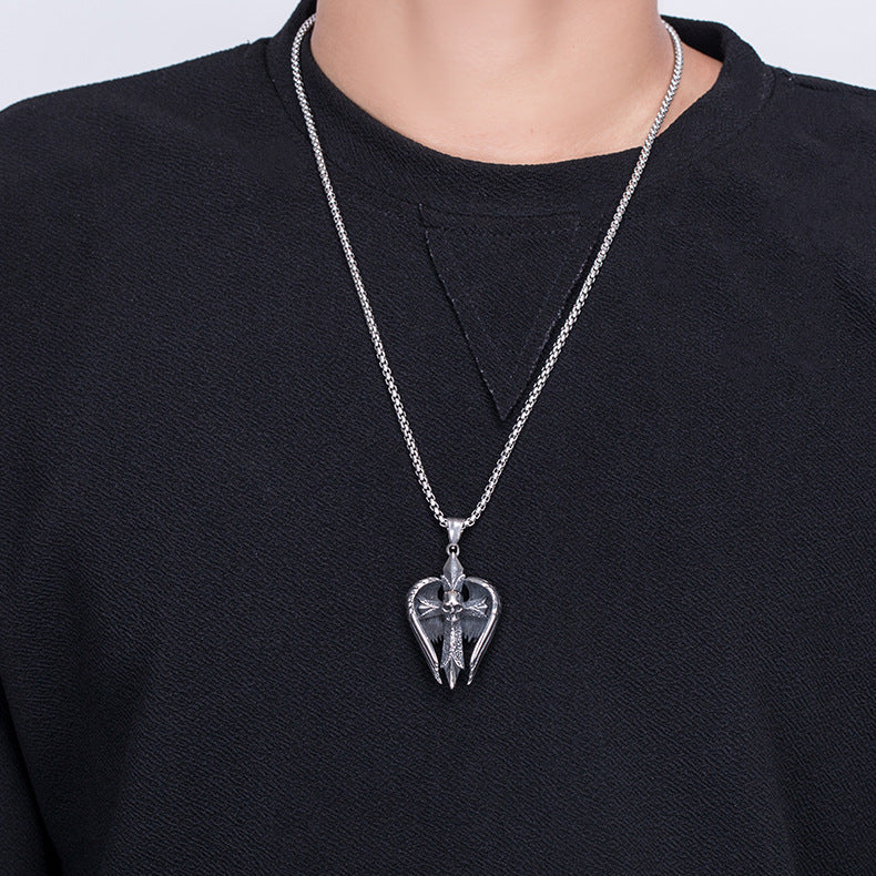 Steel Necklace – Statement Devil Wings Necklace