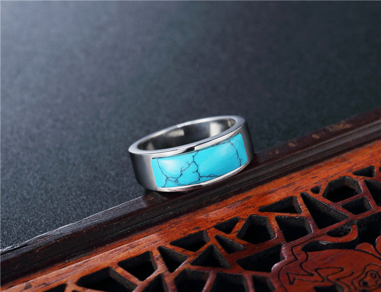 Titanium Steel Ring For Men And Women Unisex Turquoise Personalization By Planderful Everyday Genie