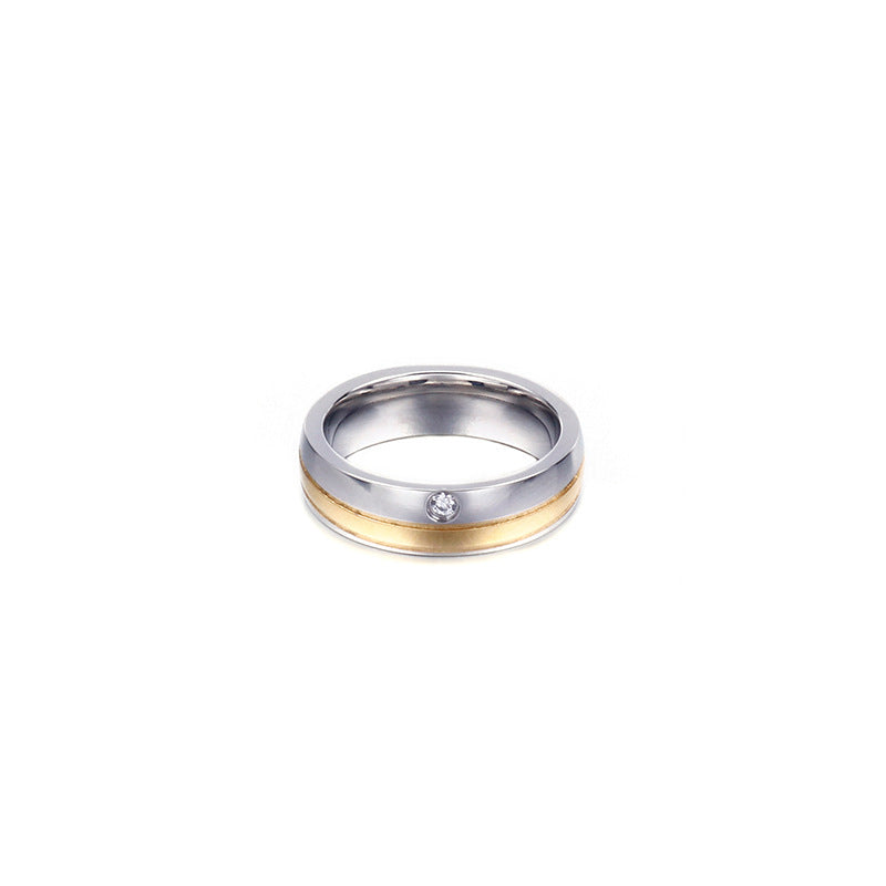 Personalized Blue Zircon Stainless Steel Couple Ring for Men - European and American Fashion Titanium Steel Jewelry