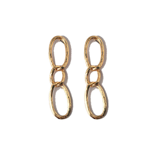 Golden Chain Style Drop Earrings with Creative Design