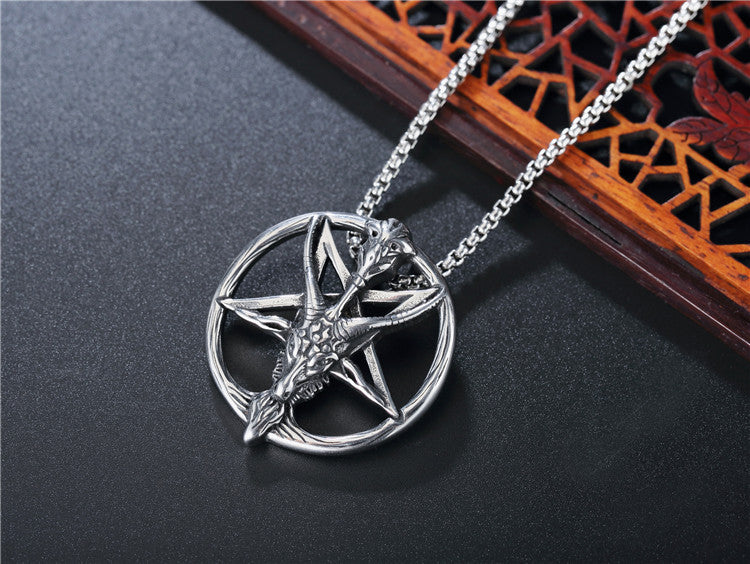 Planderful Personalized Titanium Steel Pendant Necklace Unisex Retro Sheephead Monster Protection Charm