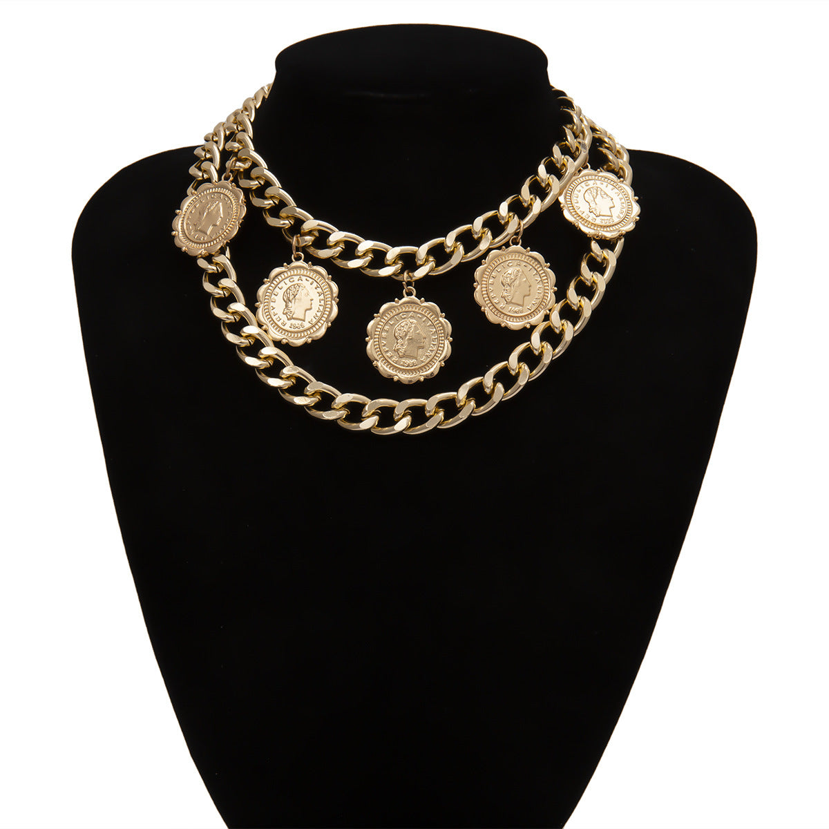 Planderful Vienna Verve U Shaped Necklace For Women Bold Punk Retro Geometric Statement Jewelry With Multi Layer Relief