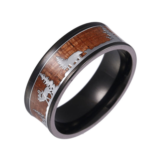 Elk Titanium Ring - Durable Steel Christmas Gift for Men