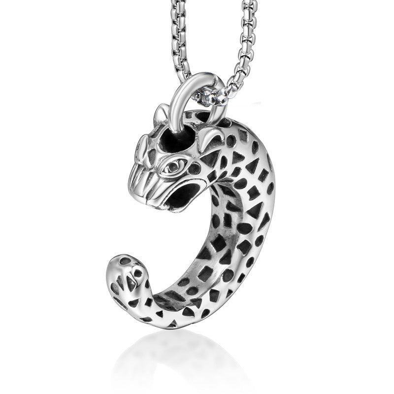 Mens Cheetah Print Necklace Domineering Animal Leopard Pendant Big