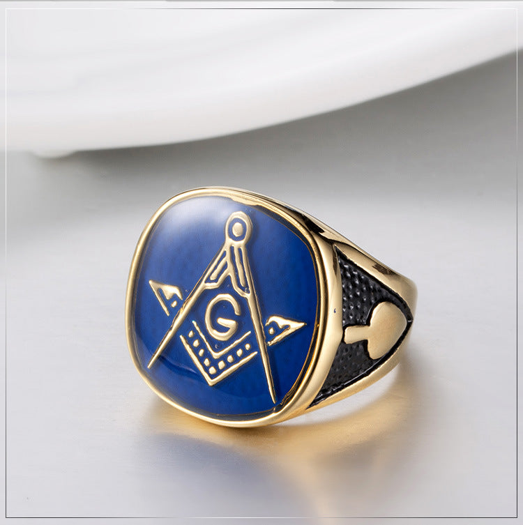 E-commerce Freemasonry 18K Gold Plated Men's Ring
