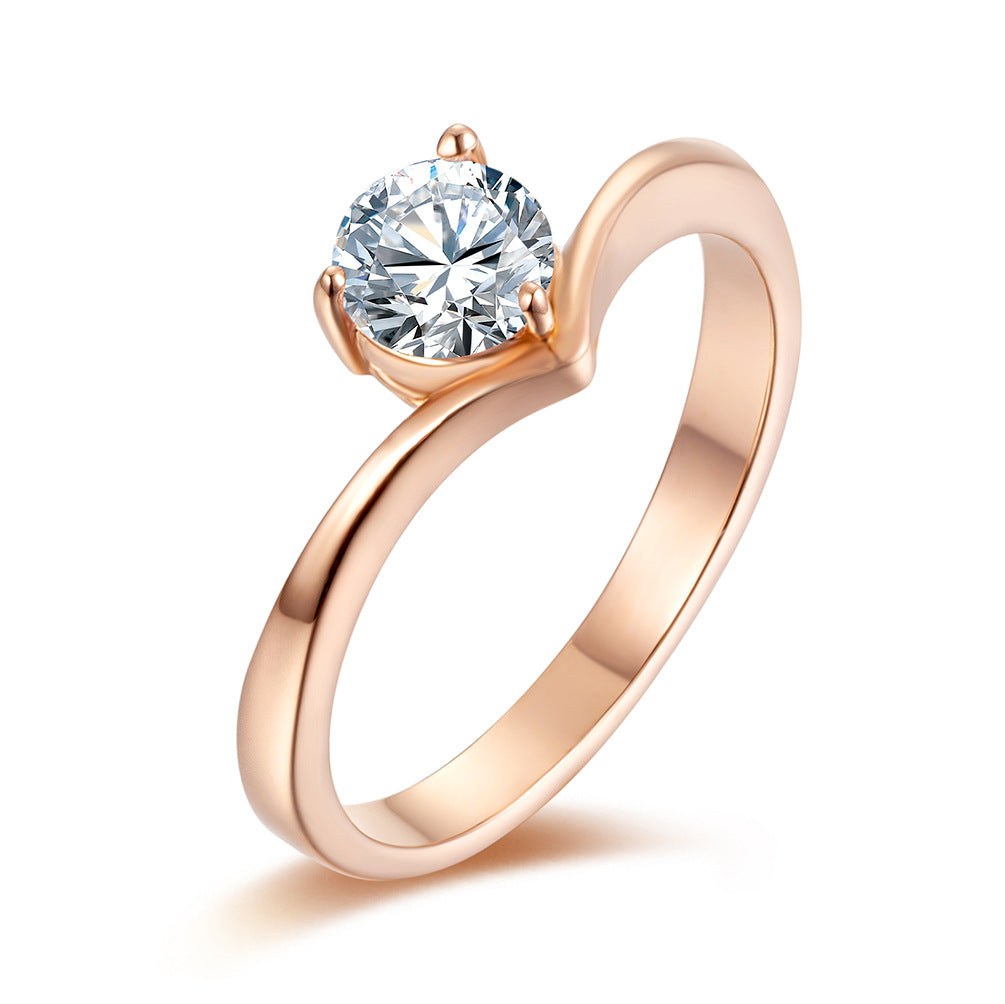 Planderful Zircon Inlaid Titanium Ring For Women Elegant Light Luxury Wedding Engagement Band