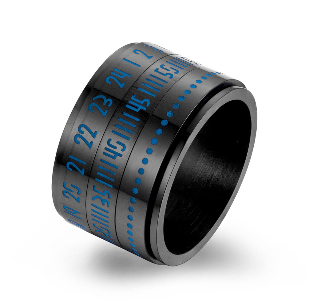 Cross-Border Amazon Rotatable Blue Luminous Time Ring