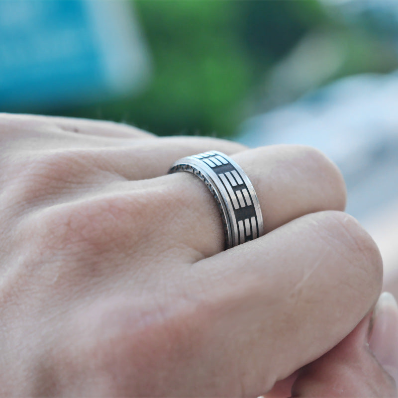 Retro Taoist Tai Chi Yin Yang Fish Ring Jewelry for Men