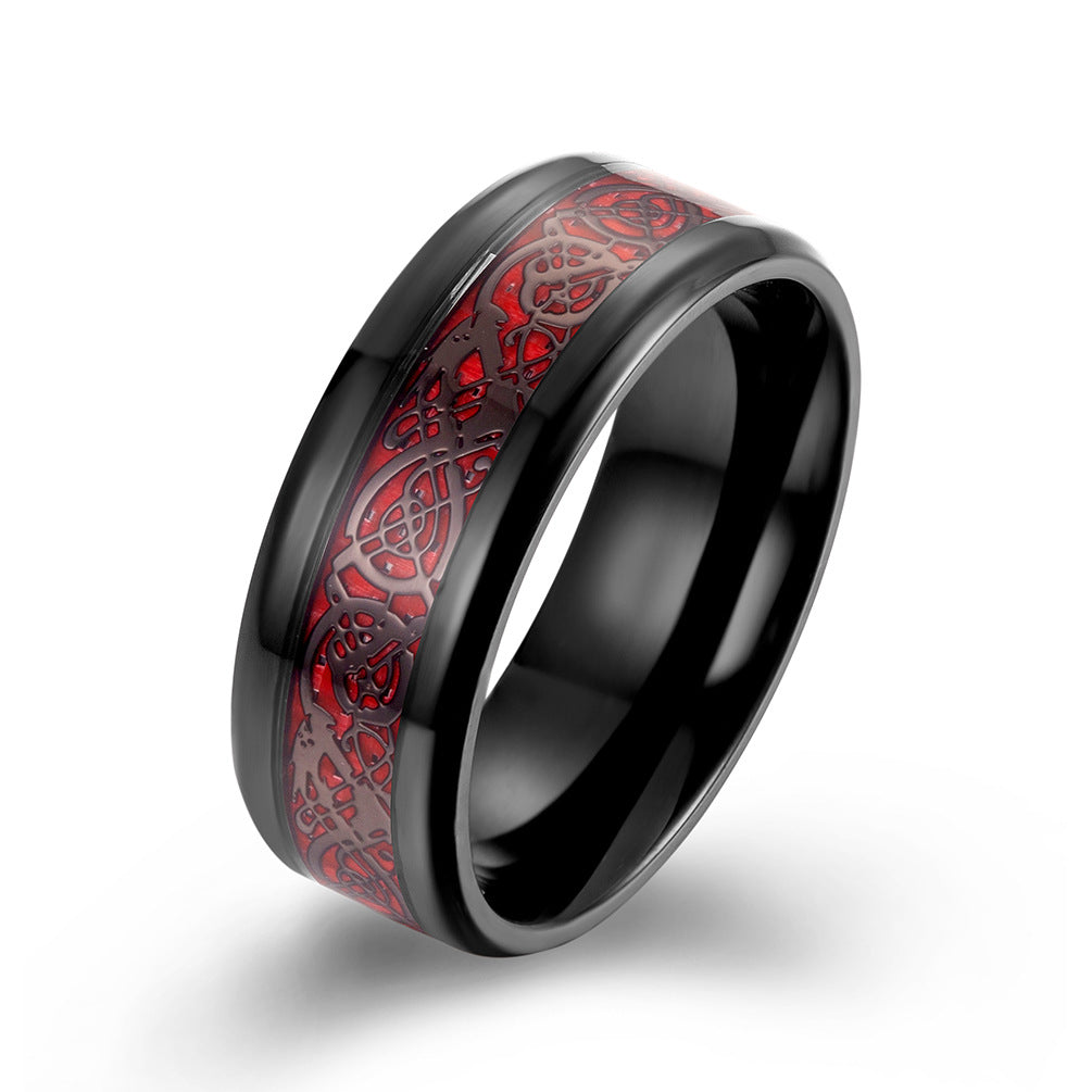 Stainless Steel Fast Fashion Trendy Men's Carbon Fiber Ring