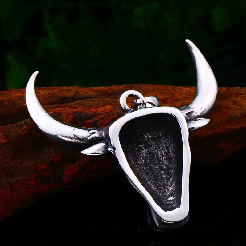 Customized Men's Titanium Steel Bull Head Turquoise Pendant - Wholesale Jewelry from AliExpress