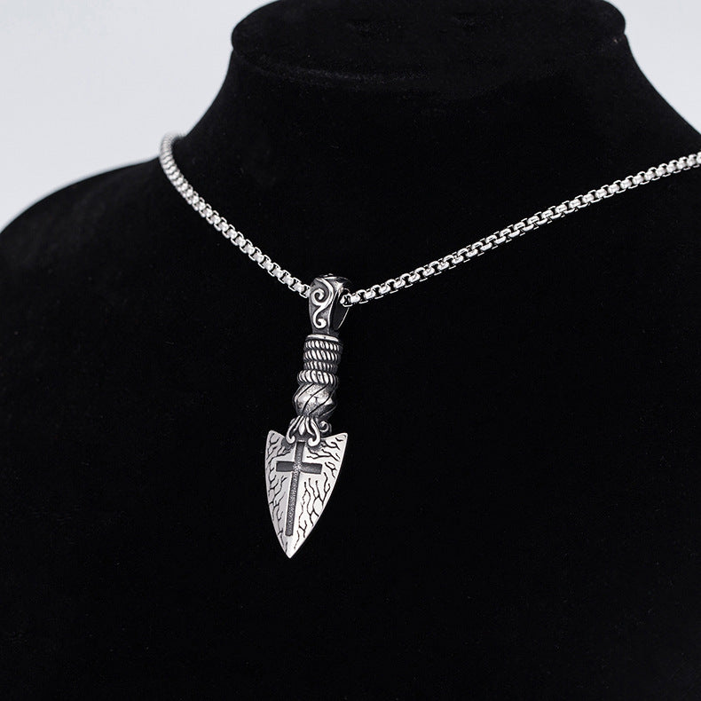 Steel Necklace - Statement Cross Shield