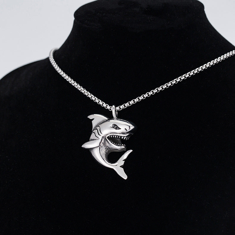 Steel Necklace - Vintage Hip Hop Shark Pendant