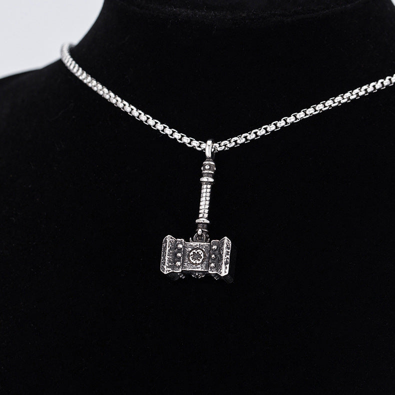Steel Necklace - Vintage Thor's Hammer Pendant