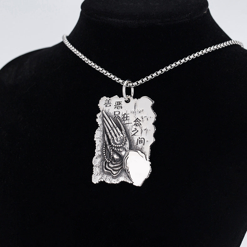 Stainless Steel Necklace - Statement Amulet for Men