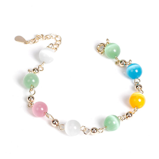 Lucky Opal and Crystal Bracelet with Sterling Silver Needle