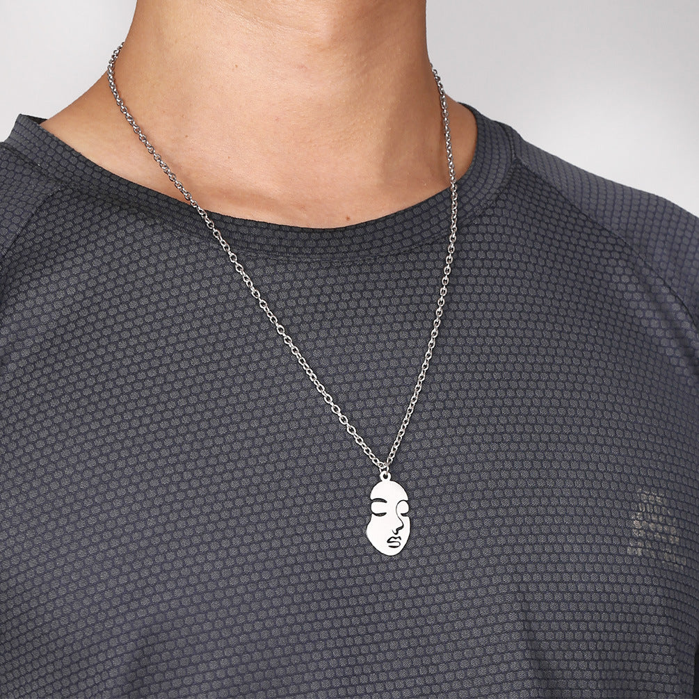Ins Harajuku Cold Style Beauty Face Pendant Necklace for Men