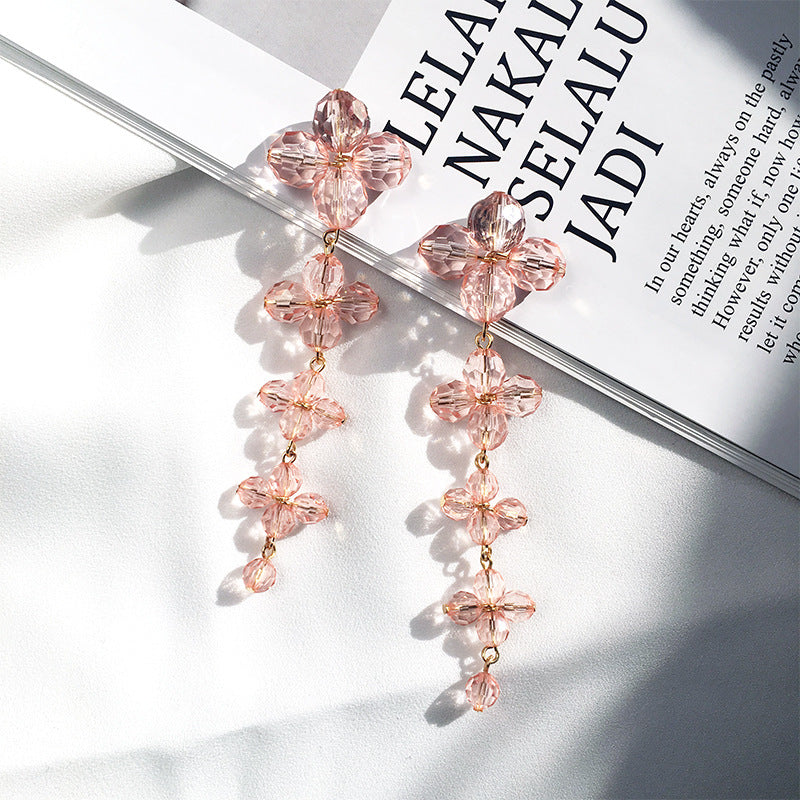Blossom Bliss Acrylic Floral Drop Earrings - Elegant Fashion Accessory