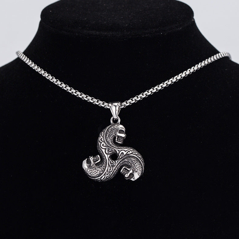 Steel Necklace – Statement Vintage Retro Hip Hop Skull Design For Men By Planderful Jewelry