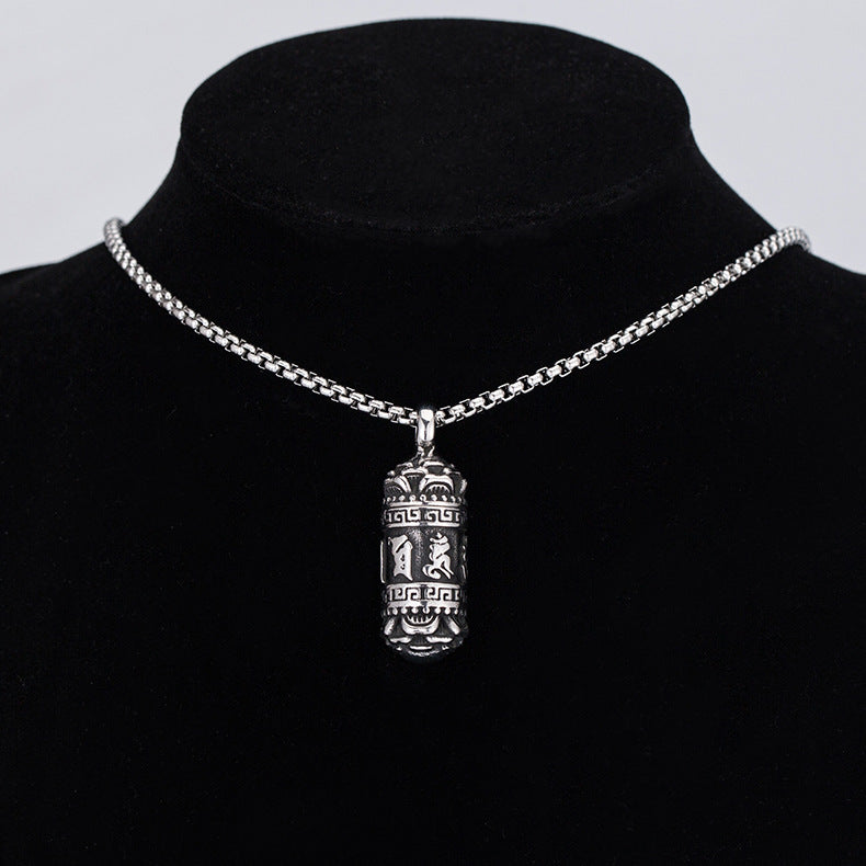 Steel Necklace – Vintage Totem Pendant For Everyday Men's Style And Casual Luxury