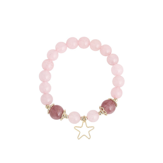 Sweet Blossom Crystal Bracelet - Sterling Silver Strawberry Pink Design for Female Students