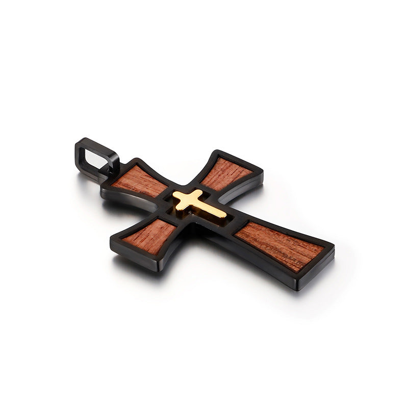 Titanium Steel Layered Cross Pendant for Men - European and American Style