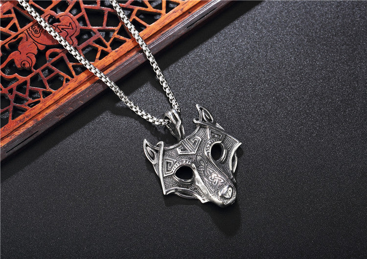 Planderful Personalized Retro Viking Wolf Head Pendant Necklace in Titanium Steel For Men And Women Protection