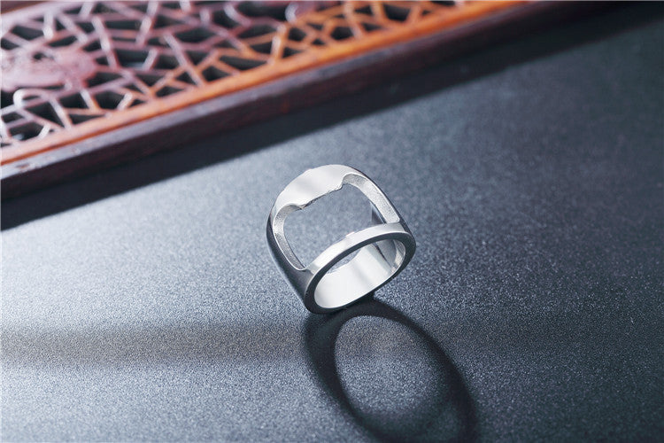 Bottle Opener Ring Titanium Steel by Planderful Everyday Genie Unisex Durable Accessory for Men and Women