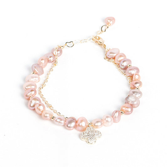 Pink Freshwater Pearl Bracelet - Handcrafted Birthday Gift for Girlfriend