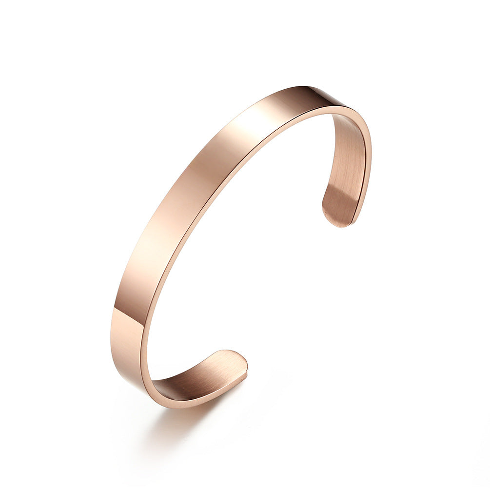 Simple Smooth Stainless Steel Open Bracelet for Men