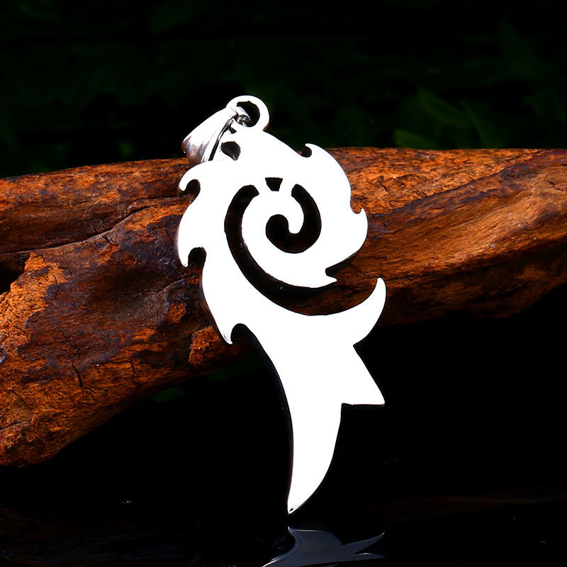 Stylish Titanium Steel Flame Pattern Pendant for Men - European and American Wholesale Jewelry