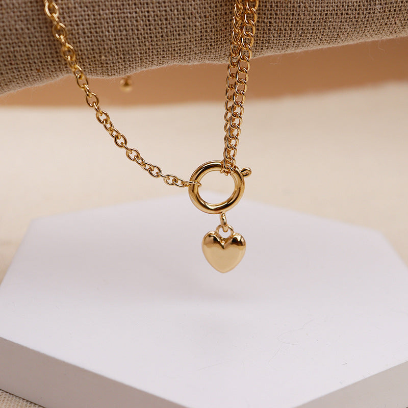 European Chic Alloy Peach Heart Pendant Necklace - Vienna Verve Collection
