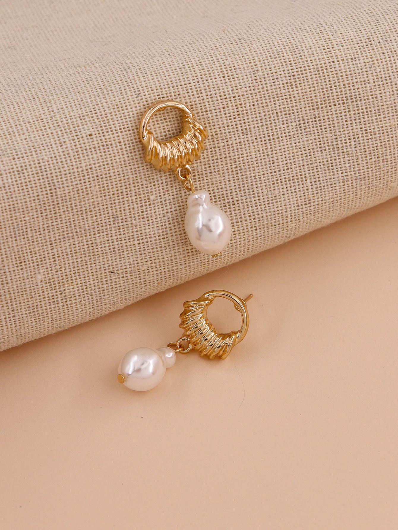 Baroque Pearl Earrings with Unique Alloy Design - Vienna Verve Collection