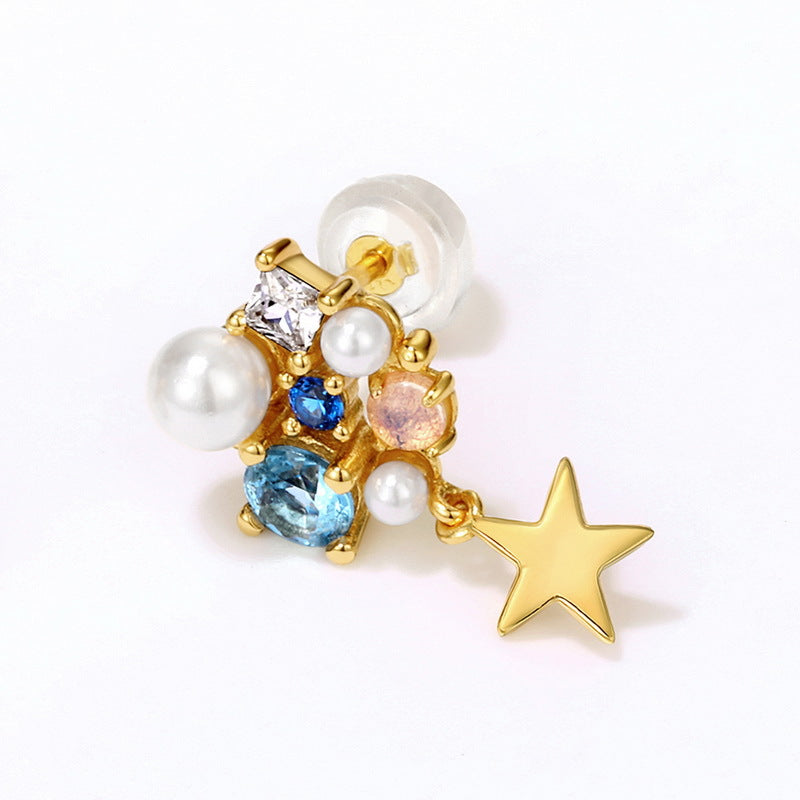 Colourful Gemstones Star Sterling Silver Drop Earrings