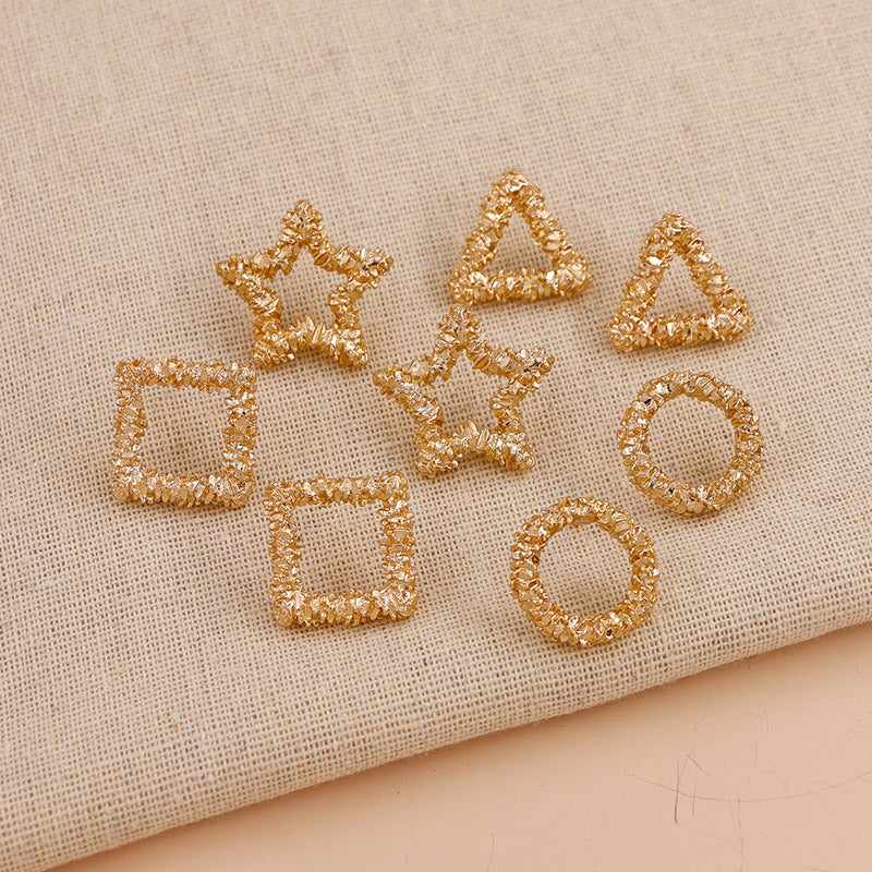 Alloy Geometric Square and Star Circle Earrings Set with Fashionable Twist