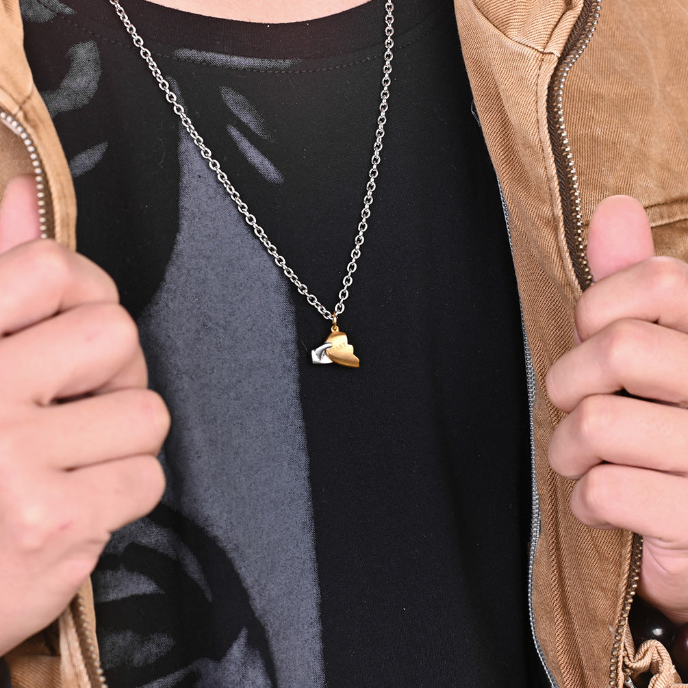 Two-Tone Broken Heart Friendship Pendant Necklace