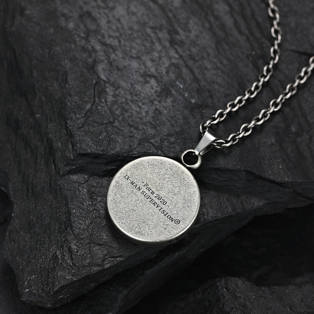 Fengfan Trendy Brand LOGO Round Pendant Necklace for Men