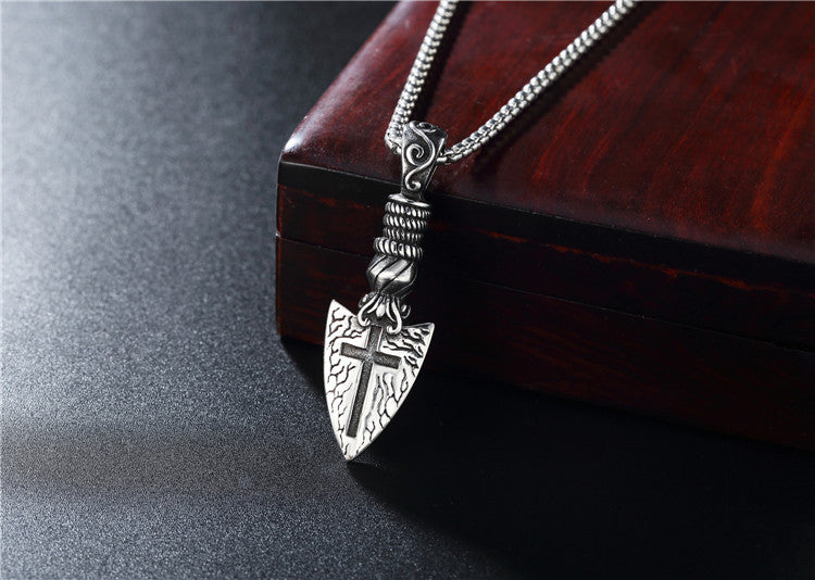 Vajra Pestle Cross Shield Vintage Pendant Stainless Steel Unisex Protection Statement By Planderful