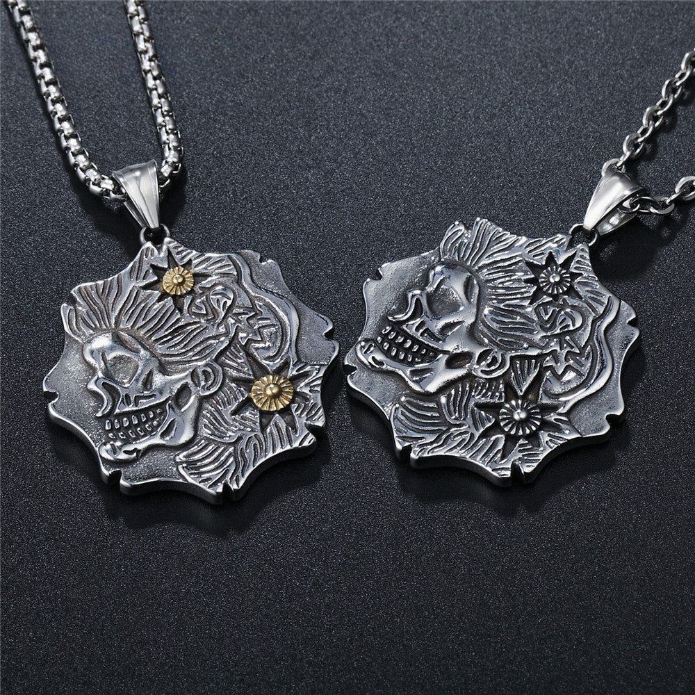 Halloween Reggae Skull Titanium Steel Necklace for Men